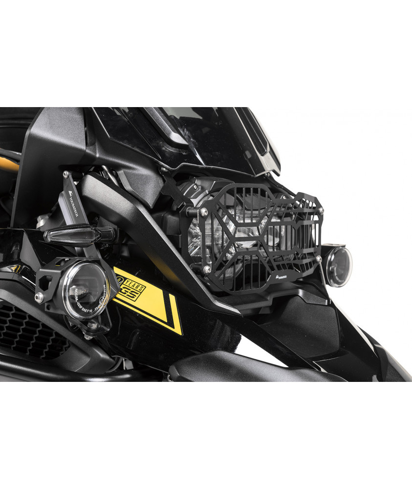 Stainless steel headlight protector black, with quick release fastener