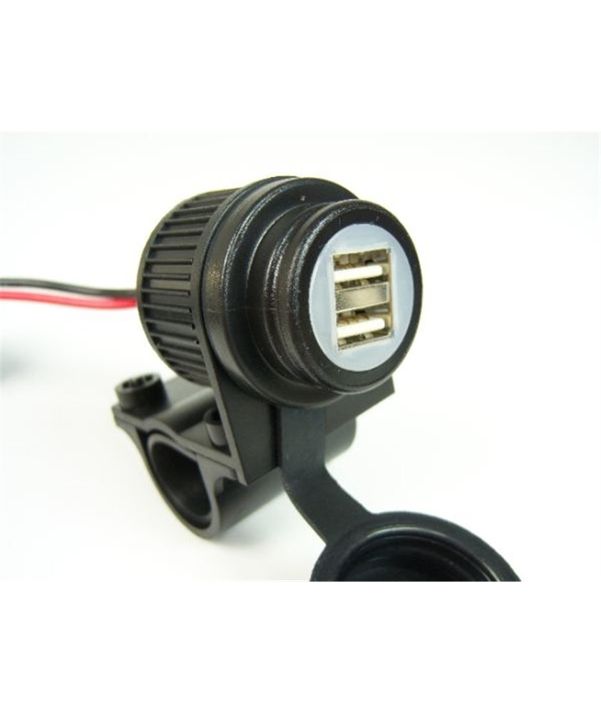 Dual USB socket for motorbikes 12-24V, for 22 mm / 25 mm handlebar