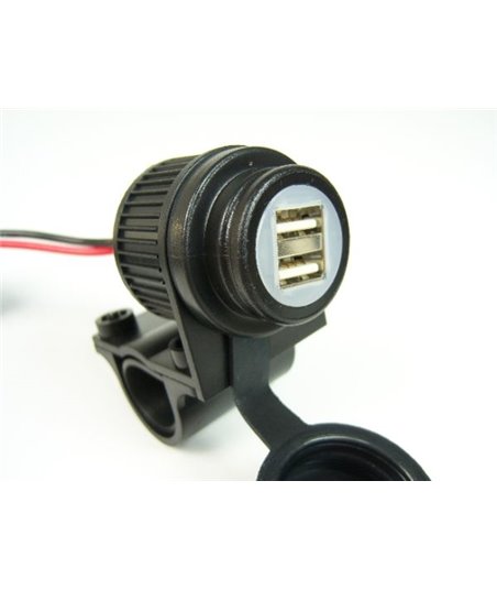 Dual USB socket for motorbikes 12-24V, for 22 mm / 25 mm handlebar