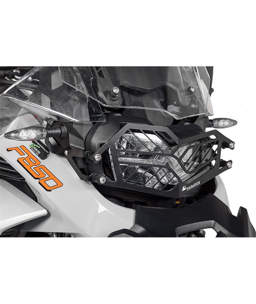 Stainless steel black headlight protector with quick release fastener for BMW F850GS Adventure *OFFROAD USE ONLY*